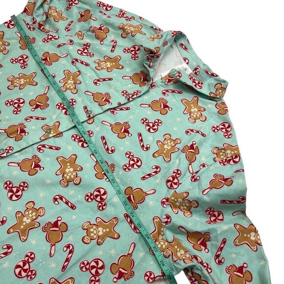 Disney Pajama Top Adult‎ 2X Mickey Mouse Long Sleeve Christmas Gingerbread Candy - Picture 3 of 8